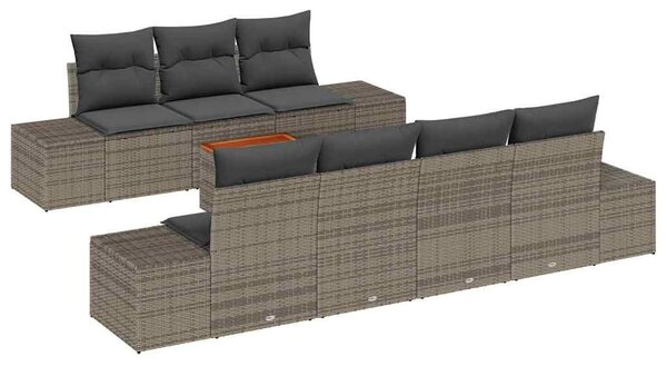 VidaXL Kerti Kanapé Szett tárolóval 8 pcs Szürke polirattan