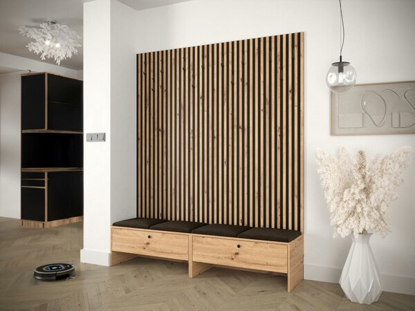 Előszoba garnitúra Donio V, 206x170x44cm, Kárpit, Laminált forgácslap