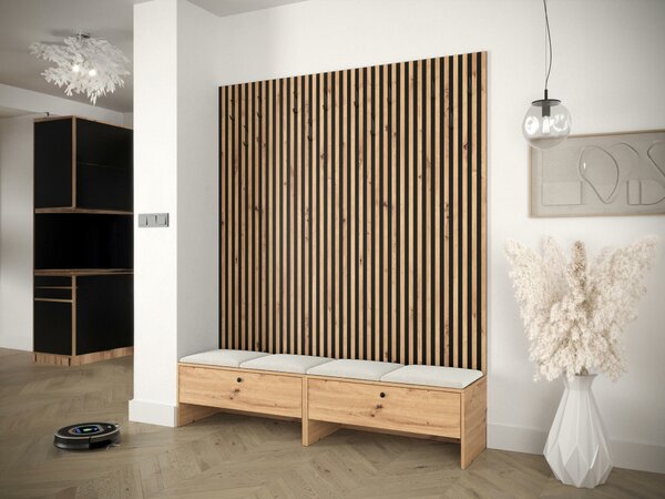 Előszoba garnitúra Donio V, 206x170x44cm, Kárpit, Laminált forgácslap