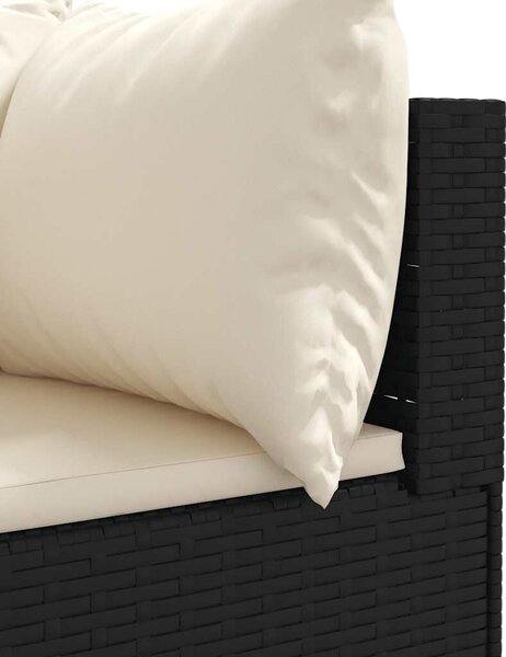 VidaXL 7 részes fekete polyrattan kerti ülőgarnitúra párnákkal
