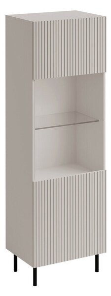 Könyvespolc Studium, Ajtókkal, Zárt, Edzett üveg, Közepes sűrűségű farostlemez, Laminált forgácslap, 185x56x42cm, Kasmír