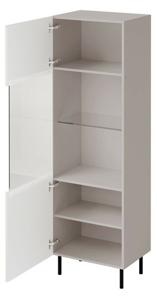 Könyvespolc Studium, Ajtókkal, Zárt, Edzett üveg, Közepes sűrűségű farostlemez, Laminált forgácslap, 185x56x42cm, Kasmír