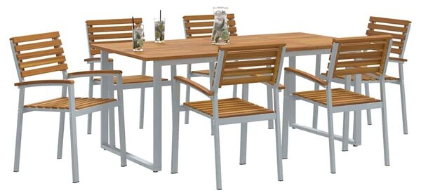 VidaXL Kert étkező szett 7 pcs Szürke Tömör Akácfa