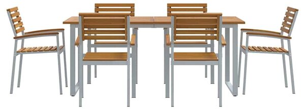 VidaXL Kert étkező szett 7 pcs Szürke Tömör Akácfa