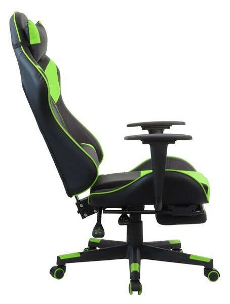 IRIS Gamer Szék - Fekete-Zöld - Kihúzható Lábtámasszal