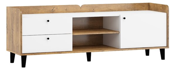 TV-állvány Gilroy 126, Laminált forgácslap, 57x160x46cm, Bordó tölgy, Fényes fehér