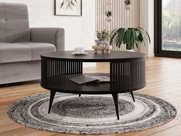 Dohányzóasztal Vitum, Fém, Laminált forgácslap, 44cm, Fekete