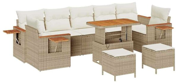VidaXL Kerti Kanapé Szett párnával 13 pcs Beige és krém polirattan