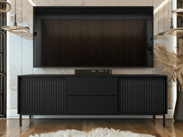 TV-állvány Comfivo Delruva I, Közepes sűrűségű farostlemez, Laminált forgácslap, 60x174x40cm, Fekete