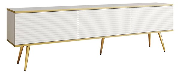 TV-állvány Princal III, Laminált forgácslap, Közepes sűrűségű farostlemez, 53x175x32cm, Aranysárga, Fehér