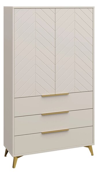 Könyvespolc Comfivo Citrus I, Ajtókkal, Zárt, Fiókokkal, Közepes sűrűségű farostlemez, Laminált forgácslap, 180x104x40cm, Bézs
