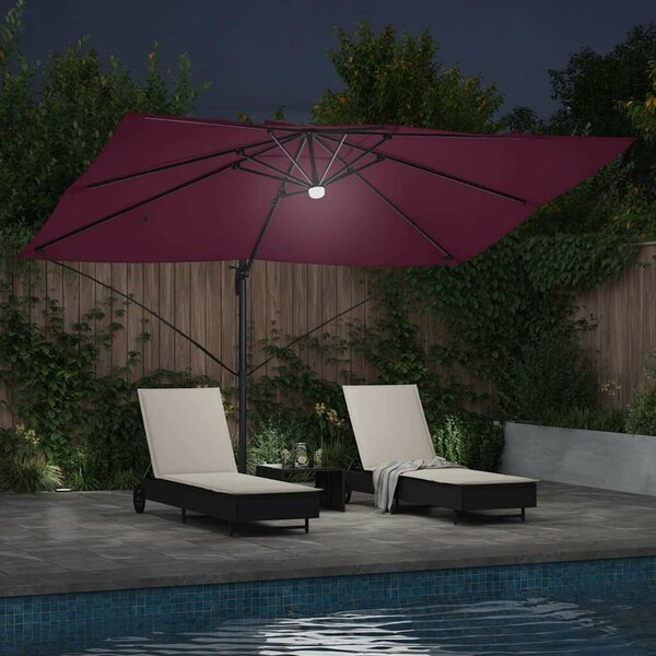 VidaXL Cantilever Roma Napernyő Piros és Fekete 352 x 251 x 265 cm