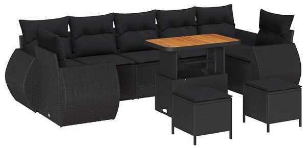 VidaXL Kerti Kanapé Szett párnával tárolóval 10 pcs Fekete