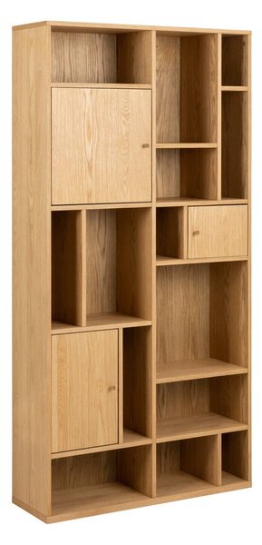 Könyvespolc Norsica 810, Ajtókkal, Zárt, Természetes fa furnér, 180x90x30cm, Tölgy