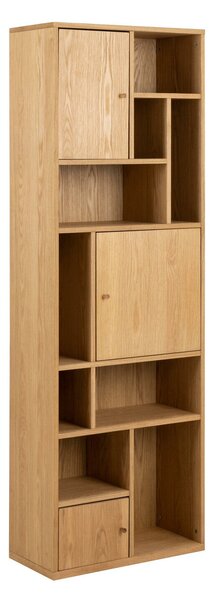 Könyvespolc Norsica 809, Ajtókkal, Zárt, Természetes fa furnér, 180x61x30cm, Tölgy