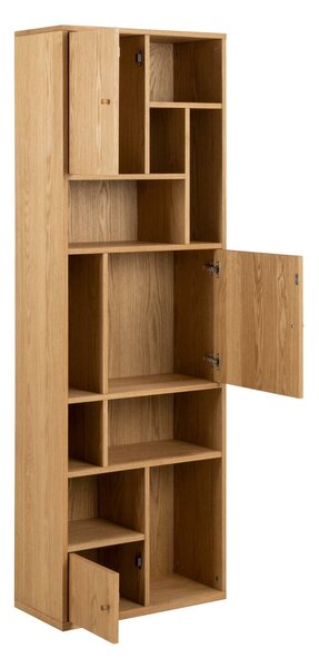 Könyvespolc Norsica 809, Ajtókkal, Zárt, Természetes fa furnér, 180x61x30cm, Tölgy