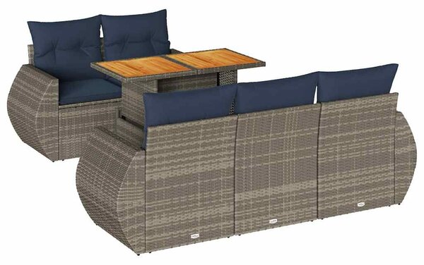 VidaXL 6 részes szürke polyrattan kerti ülőgarnitúra párnákkal