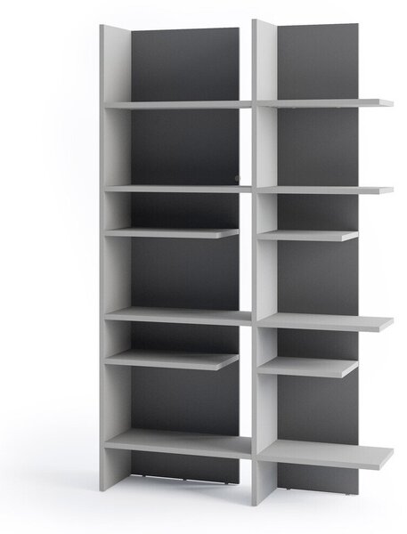 Könyvespolc Fresno 153, Nyitott, Laminált forgácslap, 196x119x32cm, Szürke, Világosszürke