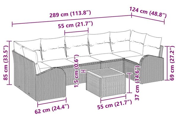 VidaXL Kerti Kanapé Szett 8 db Bézs polirattan