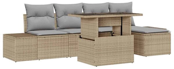 VidaXL Kerti Kanapé Szett 6 pcs Beige és Világosszürke polirattan