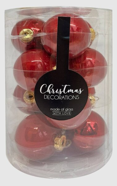 Red üveg karácsonyi gömb szett piros 12*6cm