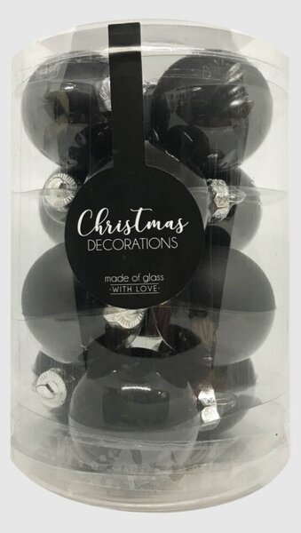 Black üveg karácsonyi gömb szett 12*6cm fekete