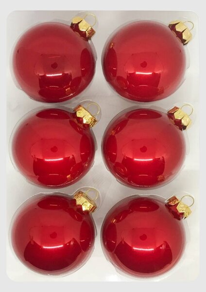 Cherry üveg karácsonyi gömb szett piros 6*8cm