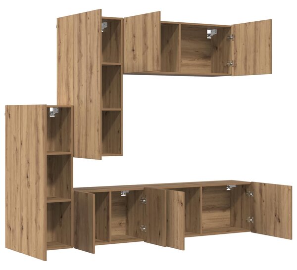 VidaXL TV faliszekrény Falra szerelhető 5 pcs Artisan tölgy Faanyag