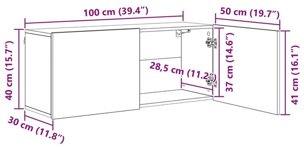 VidaXL TV faliszekrény Falra szerelhető 5 pcs Artisan tölgy Faanyag