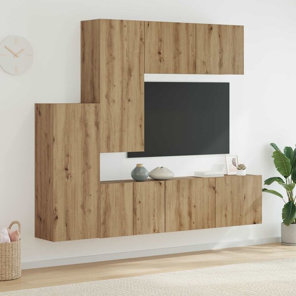 VidaXL TV faliszekrény Falra szerelhető 5 pcs Artisan tölgy Faanyag