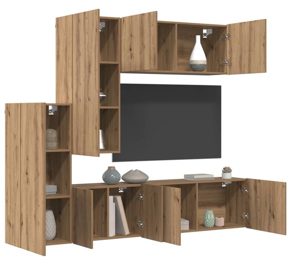 VidaXL TV faliszekrény Falra szerelhető 5 pcs Artisan tölgy Faanyag