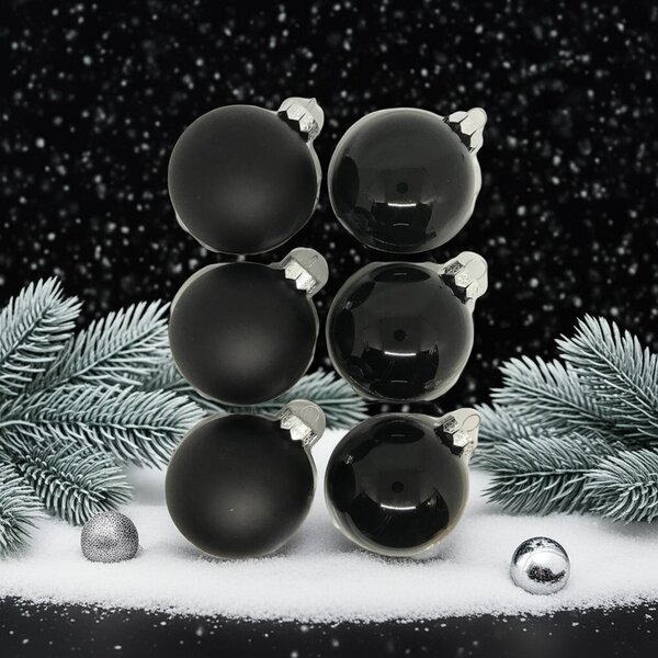 Black üveg karácsonyi gömb szett 6*8cm fekete