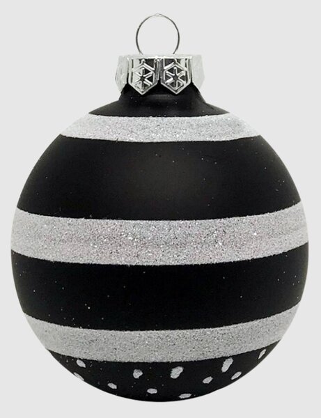 Stripe and dots kézzel festett üveg karácsonyi gömb szett 6*7cm