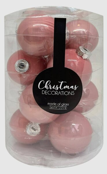 Powder Rose rózsaszín üveg karácsonyi gömb szett 12*6cm