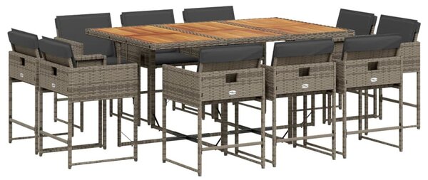 VidaXL 11 részes szürke polyrattan kerti ülőgarnitúra párnákkal