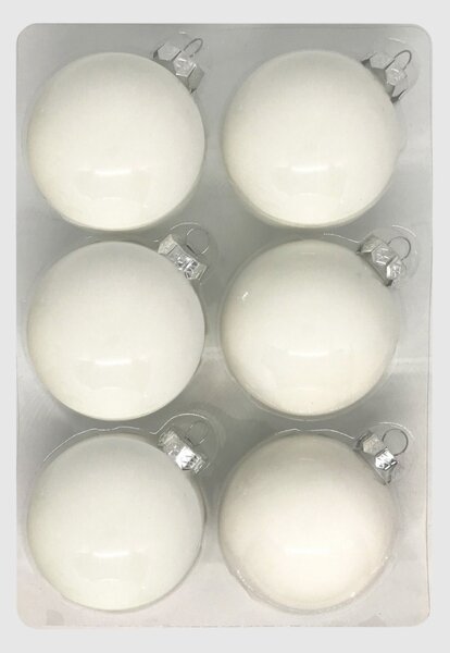Just White fényes fehér üveg karácsonyi gömb szett 6*8cm