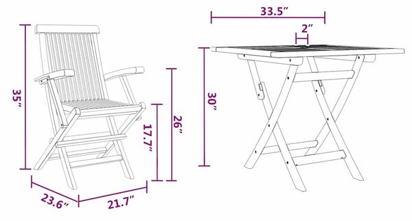 VidaXL Kert étkező szett 3 pcs Barna Tömör Akácfa