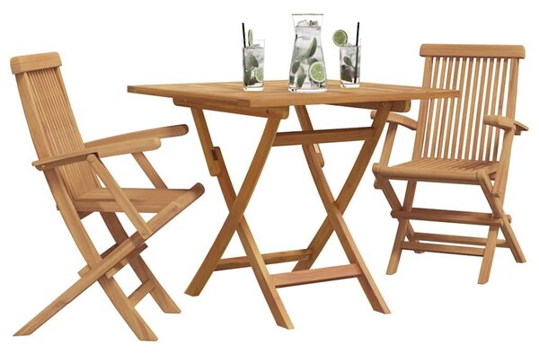 VidaXL Kert étkező szett 3 pcs Barna Tömör Akácfa