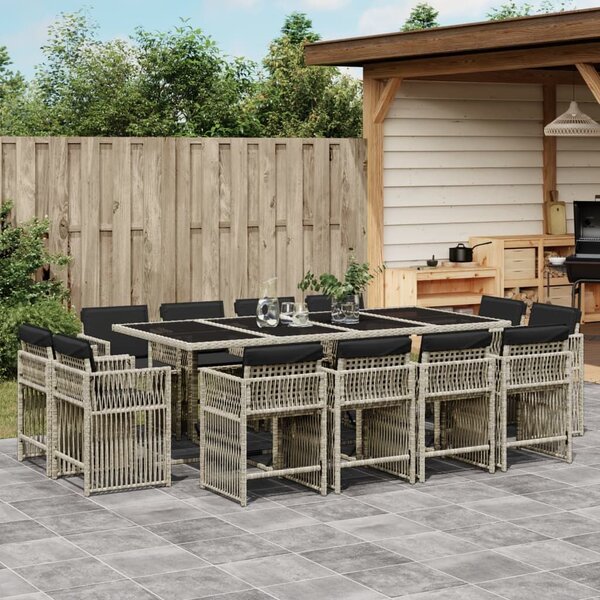 VidaXL 13 részes szürke polyrattan kerti étkezőgarnitúra párnákkal