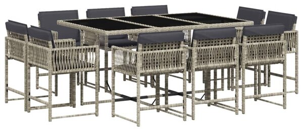 VidaXL 11 részes világosszürke polyrattan kerti ülőgarnitúra párnákkal