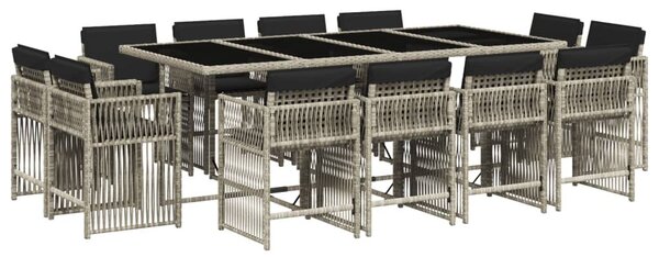 VidaXL 13 részes szürke polyrattan kerti étkezőgarnitúra párnákkal