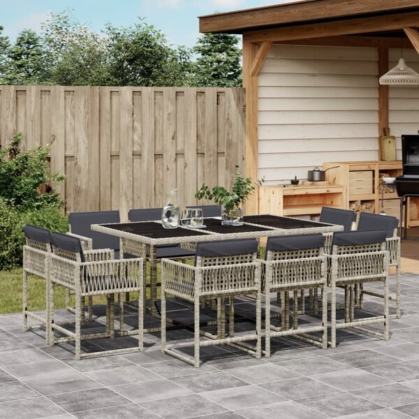 VidaXL 11 részes világosszürke polyrattan kerti ülőgarnitúra párnákkal