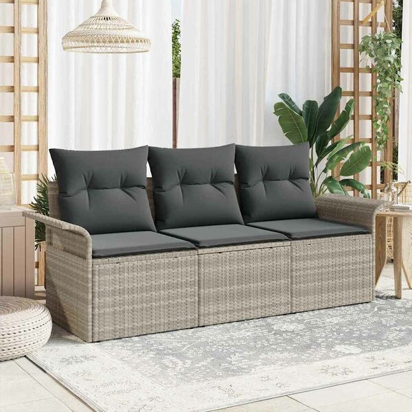 VidaXL Kanapé Szett párnával 3 pcs Szürke polirattan