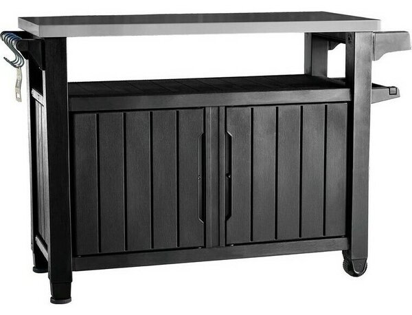 Keter UNITY XL 207 l multifunkcionális kertigrillezőasztal, grafit, 134 x 52 x 90 cm