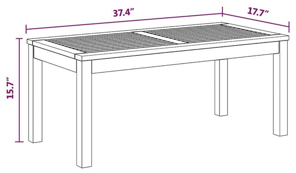 VidaXL Kerti pad Természetes 110 x 64 x 76.5 cm Tömör tíkfa