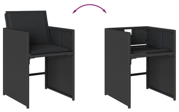 VidaXL 17 részes fekete polyrattan kerti étkezőgarnitúra párnákkal