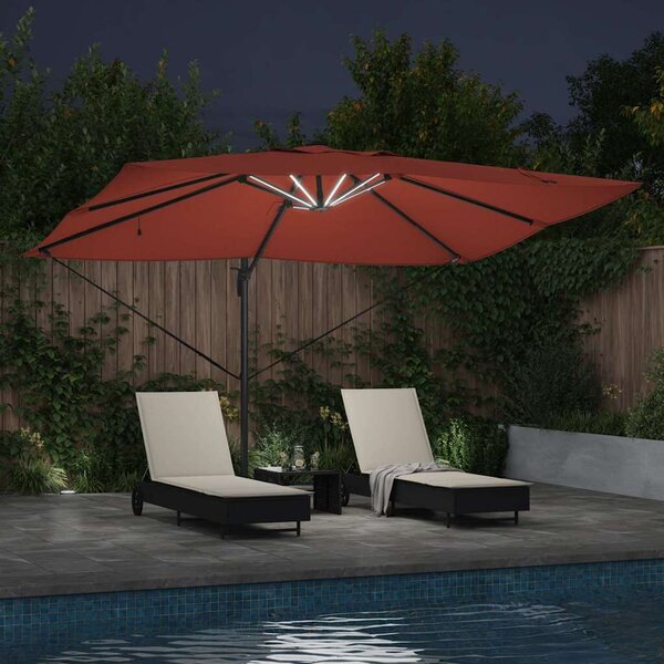 VidaXL Cantilever Roma Napernyő Piros és Fekete 352 x 251 x 265 cm