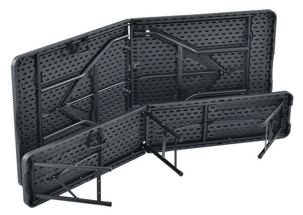 Amberg összecsukható rattan hatású sörpad szett fekete 180x74x74 cm 200906