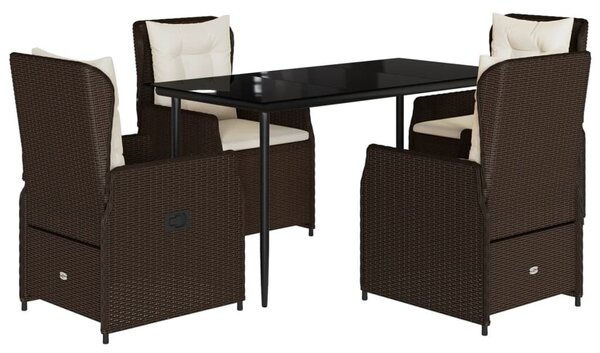 VidaXL 5 részes barna polyrattan kerti étkezőgarnitúra párnákkal