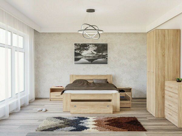 Hálószoba garnitúra Novsore 147, Laminált forgácslap, Sonoma tölgy